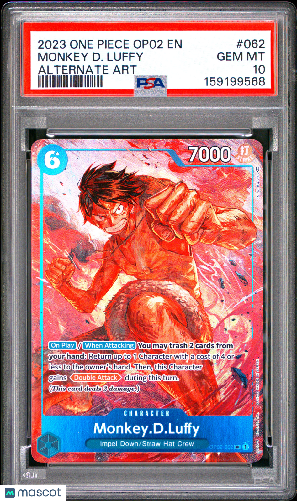 2023 One Piece Op02-Paramount War Monkey D. Luffy Alternate Art PSA 10 #062