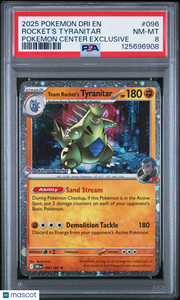 2025 Pokemon Dri EN-Destined Rivals Rocket's Tyranitar Pokemon Center Exclusive PSA 8 #096
