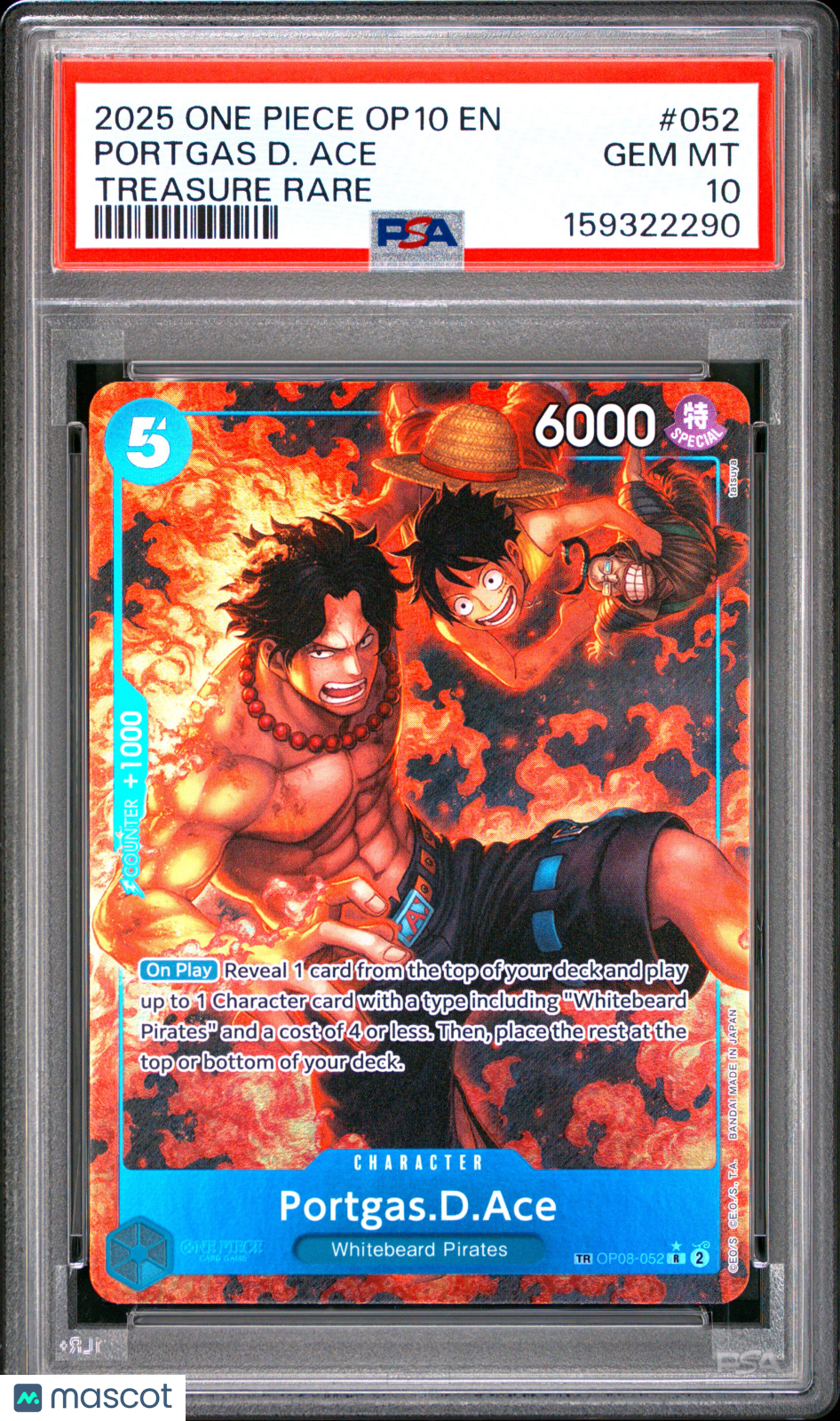 2025 One Piece Op10-Royal Blood Portgas D. Ace Treasure Rare PSA 10 #052