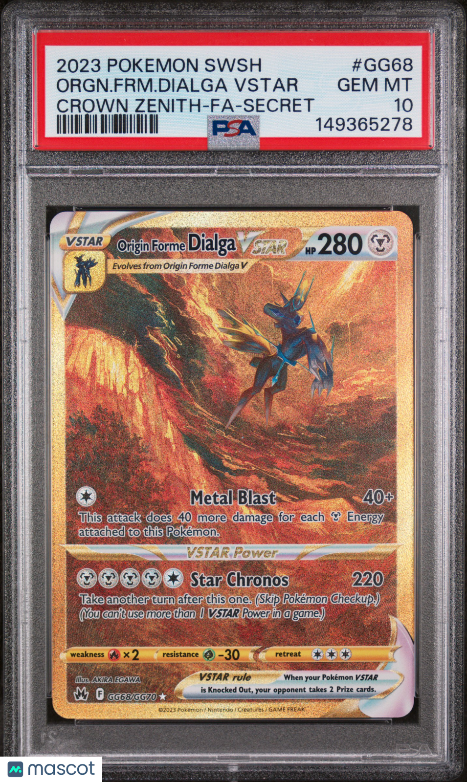 2023 Pokemon Sword And Shield Crown Zenith Orgn. FRM. Dialga VSTAR Crown Zenith-Fa-Secret PSA 10 #GG68