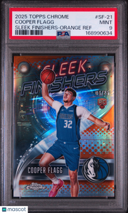 Cooper Flagg 2025 Topps Chrome Sleek Finishers #SF-21 Orange Ref /25 PSA 9