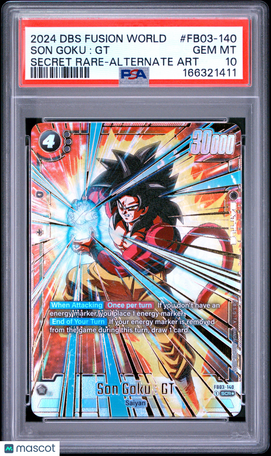 2024 Dragon Ball Super Card Game Fusion World Raging Roar Son Goku : GT Secret Rare-Alternate Art PSA 10 #FB03-140