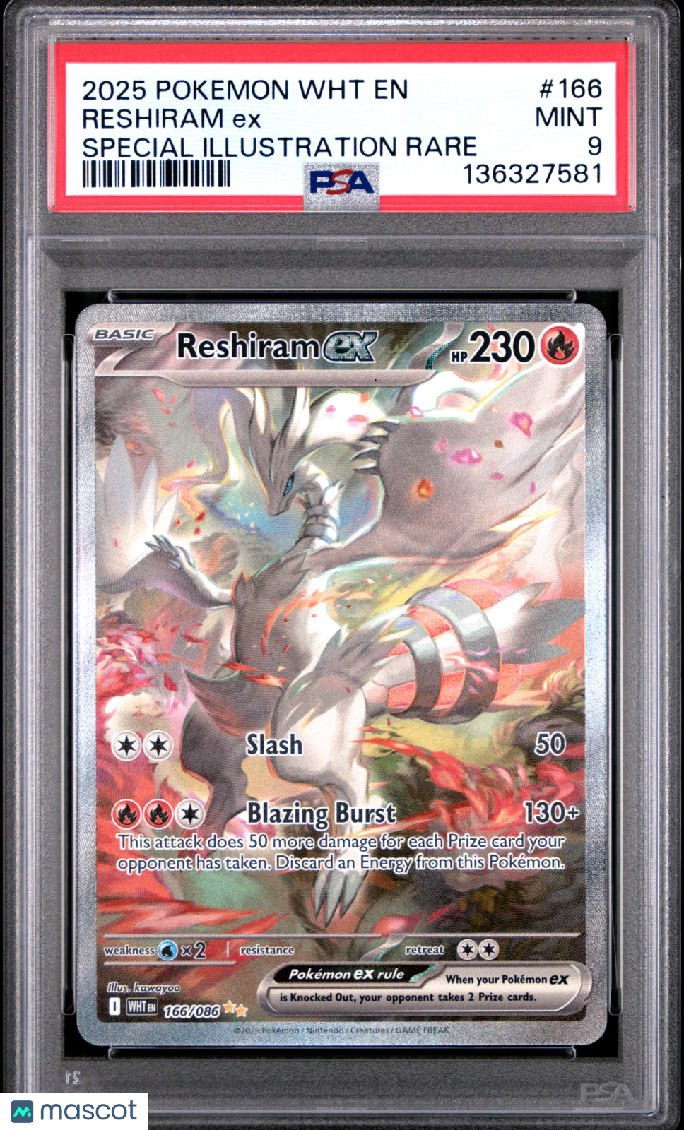 2025 Pokemon WHT EN-White Flare Reshiram EX Special Illustration Rare PSA 9 #166
