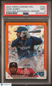 Ozzie Albies 2023 Topps Chrome Update 2023 All-Star Game Autograph #OAL Asg Orange Ref PSA 9