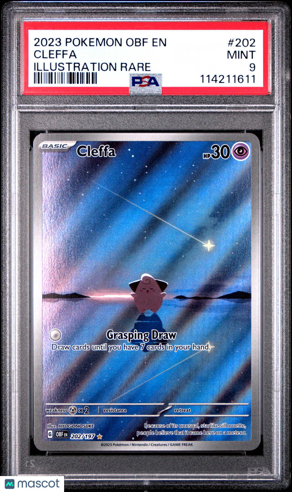 2023 Pokemon Obf EN-Obsidian Flames Cleffa Illustration Rare PSA 9 #202