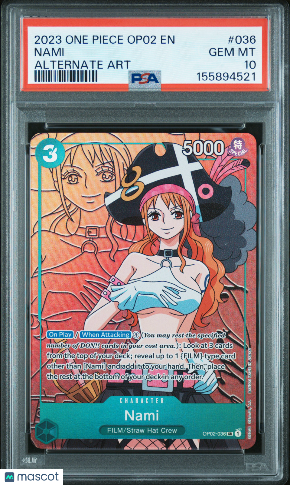 2023 One Piece Op02-Paramount War Nami Alternate Art PSA 10 #036