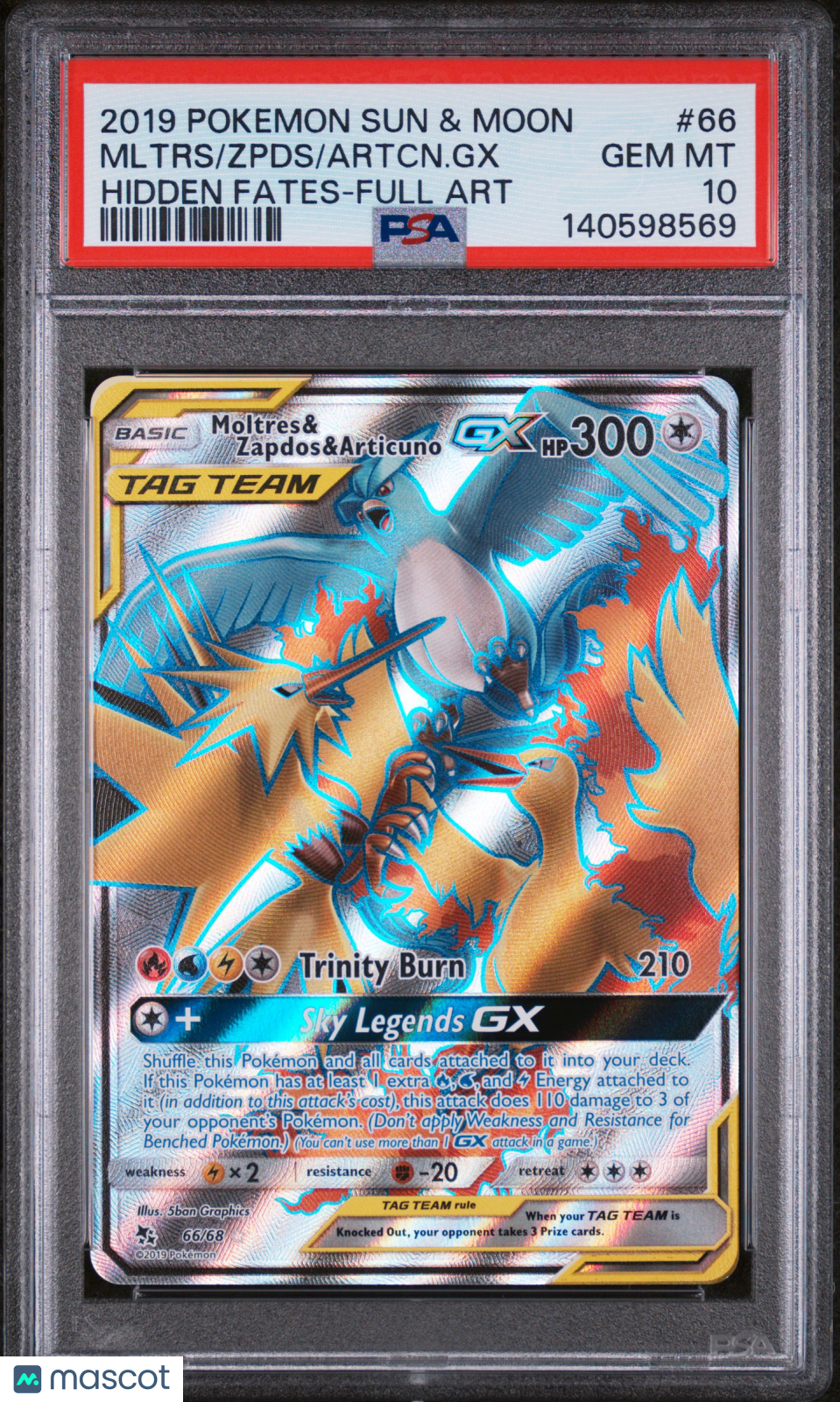 2019 Pokemon Hidden Fates Artcn. GX Mltrs Zpds Hidden Fates-Full Art PSA 10 #66
