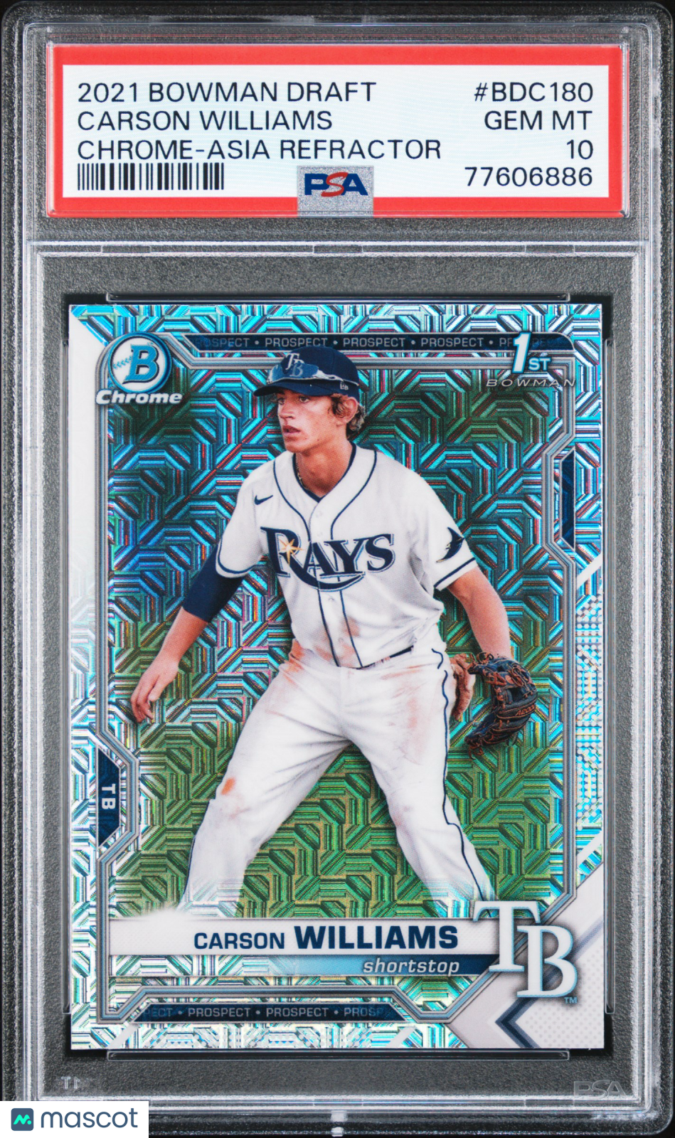 Carson Williams 2021 Bowman Draft #BDC180 Chrome Asia Refractor PSA 10