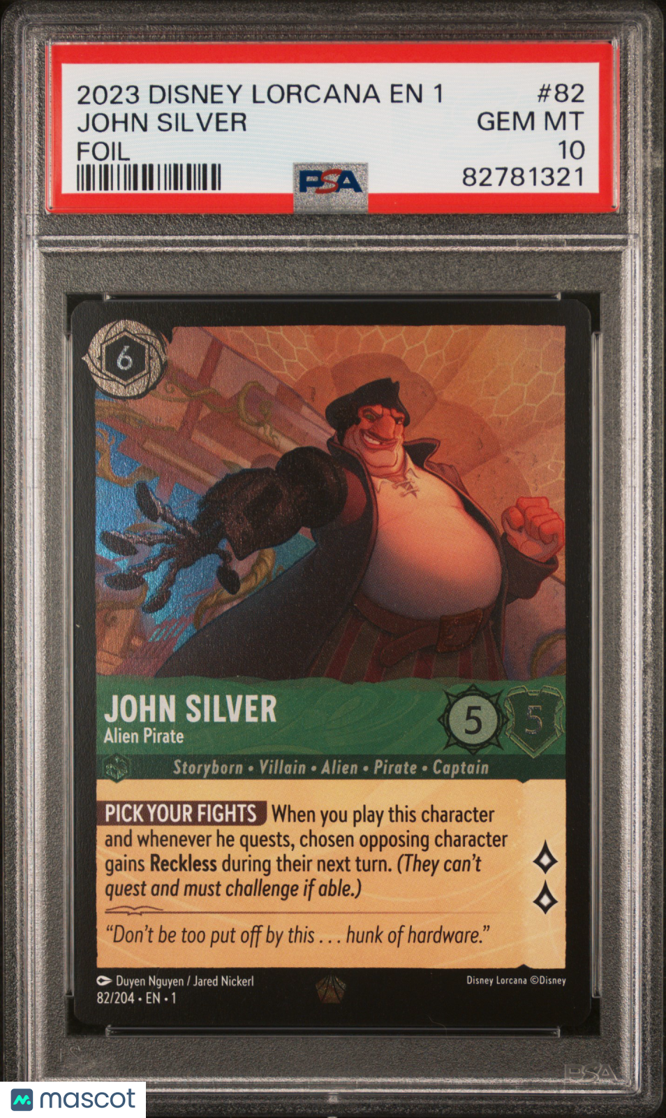 2023 Disney Lorcana EN 1-The First Chapter John Silver Foil PSA 10 #82