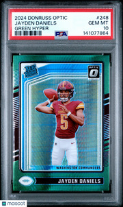Jayden Daniels 2024 Panini Donruss Optic #248 Green Hyper PSA 10