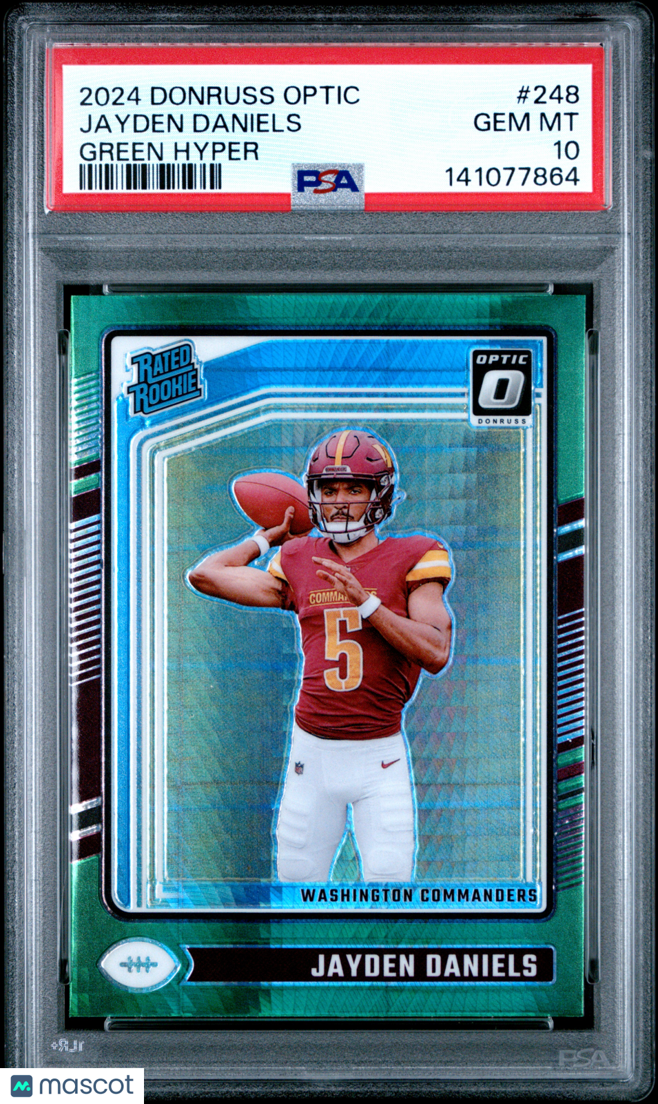 Jayden Daniels 2024 Panini Donruss Optic #248 Green Hyper PSA 10
