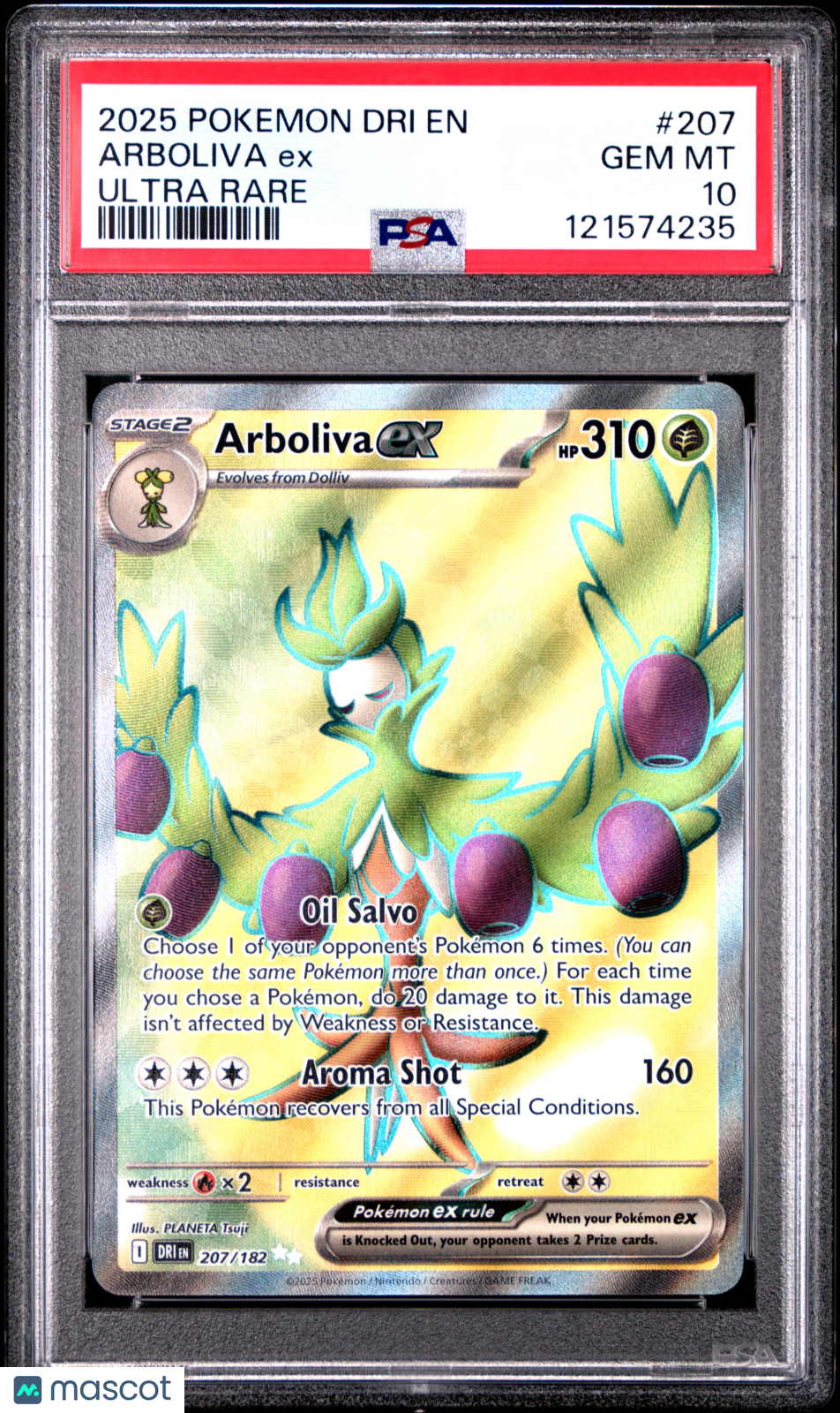 2025 Pokemon Dri EN-Destined Rivals Arboliva EX Ultra Rare PSA 10 #207