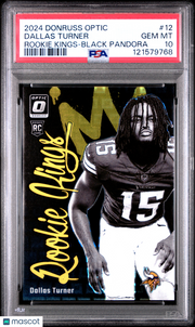 Dallas Turner 2024 Panini Donruss Optic Rookie Kings #12 Black Pandora PSA 10