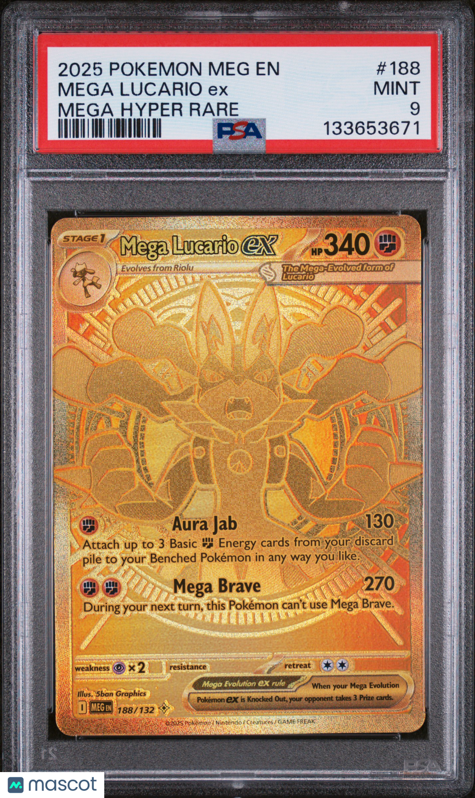 2025 Pokemon Meg EN-Mega Evolution Mega Lucario EX Mega Hyper Rare PSA 9 #188