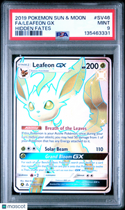 2019 Pokemon Sun & Moon Hidden Fates Leafeon GX Fa Hidden Fates PSA 9 #SV46